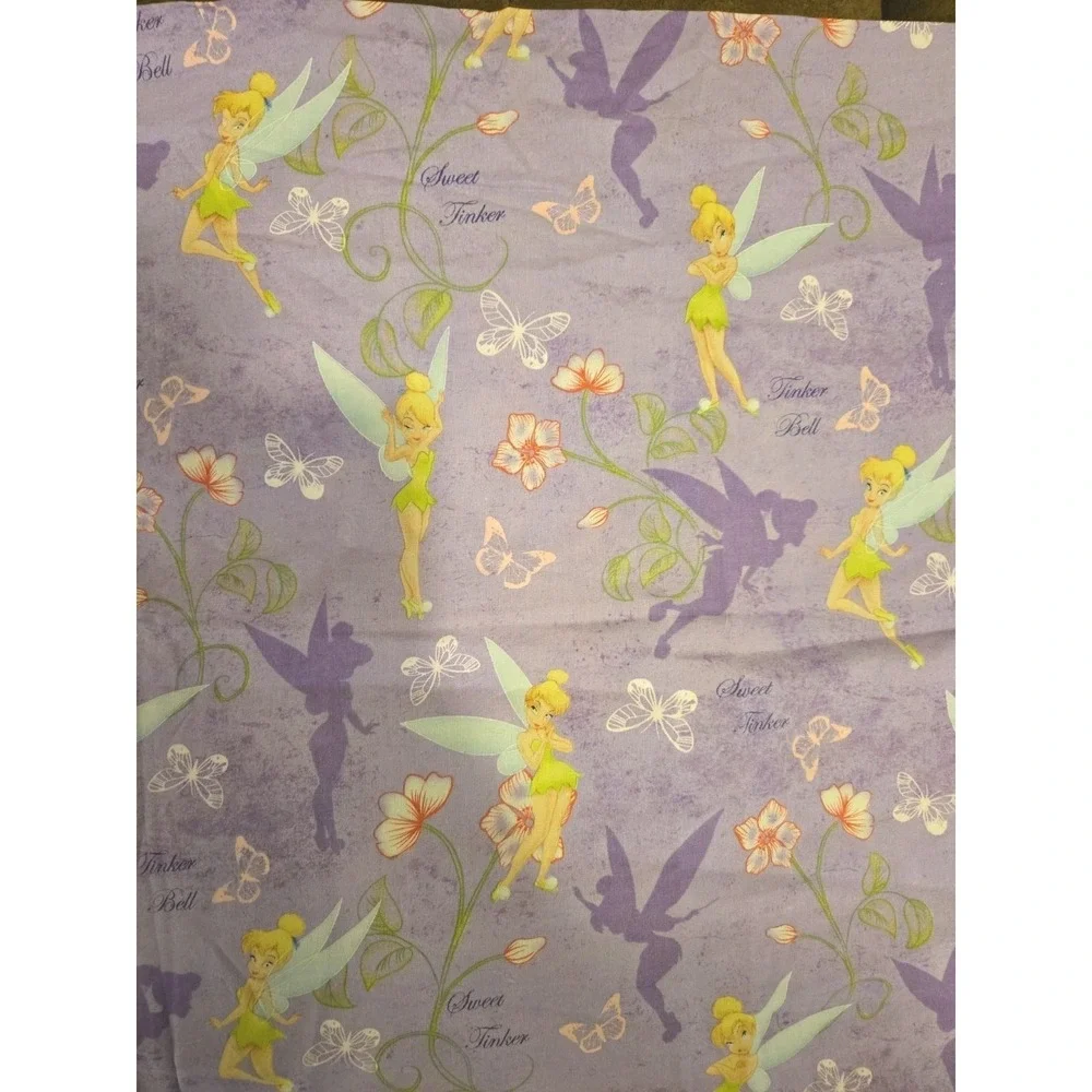 Disney Tinker Bell Pillowcase Sweet Tinker Purple Fairy Floral Print RARE Y2K